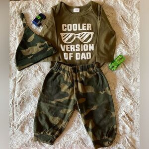Baby Boy Letter Print Romper Long Pants Set with Hat 3-6 Months